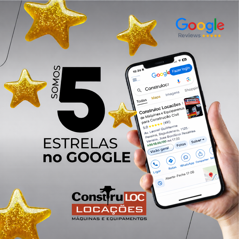Construloc 5 estrelas no Google em José Bonifácio