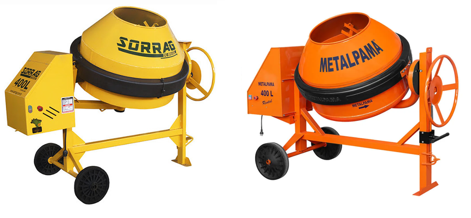 Betoneiras para locação em José Bonifácio - SP, marcas Metalpama e Sorrag com capacidade de 400 litros